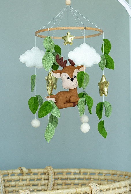 Дитячий музичний мобіль на ліжечко для немовлят WooolyWool «Олень» з 35 мелодіями Київ - фото 2