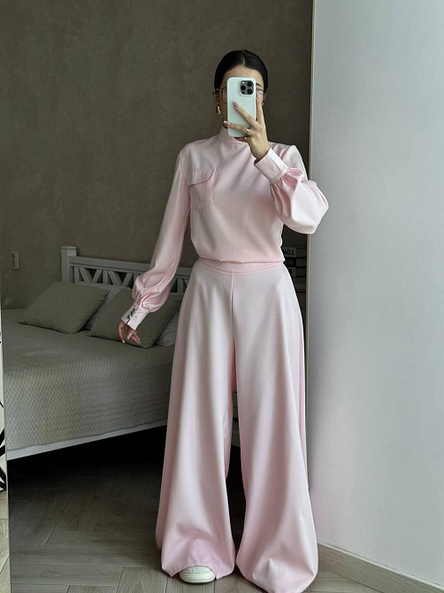 Жіночий базовий костюм-двійка: кофта та штани з костюма Пудра, 42/44 Одеса - фото 1