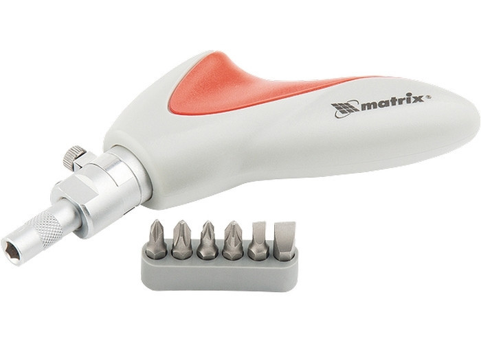 Викрутка реверсивна, пістолетного типу, силовий елемент під ключ, набір біт, CrV, 6 шт. MATRIX Полтава - фото 1