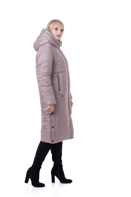 Пуховик довгий жіночий зимовий без хутра бежевий Київ - фото 2