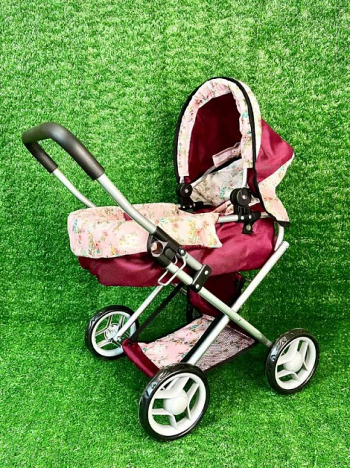 Коляска для ляльки Melogo металева з люлькою-переноскою кошиком Бордова (9369/82100) Чернигов - изображение 4