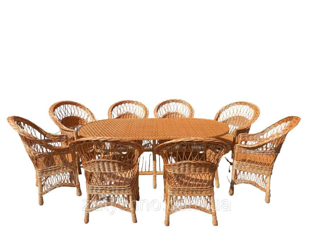 Меблі плетені на 8 осіб з овальним великим столом Київ - фото 7