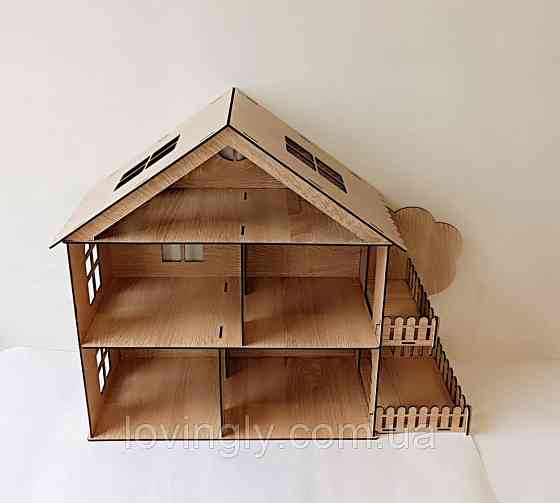 Великий ігровий будиночок для ляльок  60 см. Зібраний готовий до гри будиночок з меблями. Ірпінь