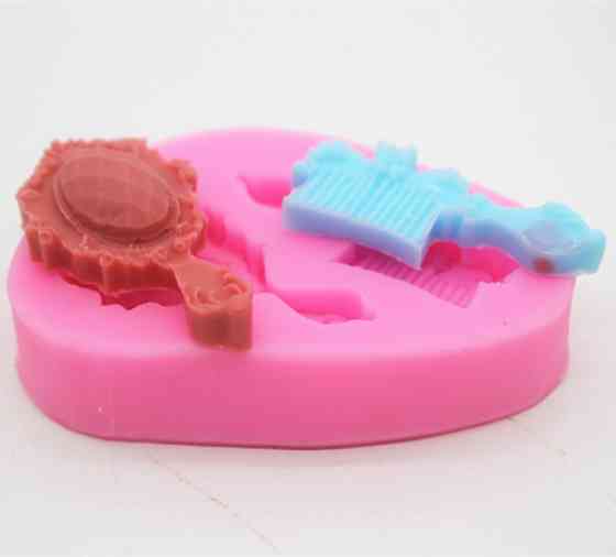Силиконовый молд Расческа и Зеркало 65 на 43 мм розовый Киев
