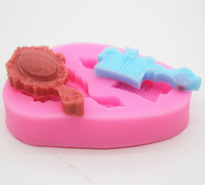 Силиконовый молд Расческа и Зеркало 65 на 43 мм розовый Киев - изображение 5
