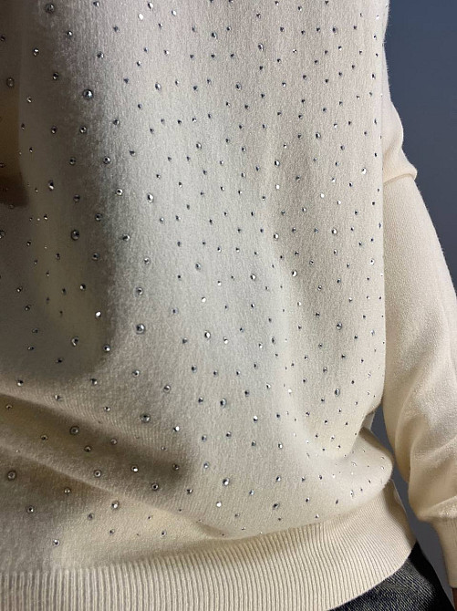 Джемпер жіночий ACCORDDREAM 9067 тонкий светр розсип камінців, молочний, one size Київ - фото 17