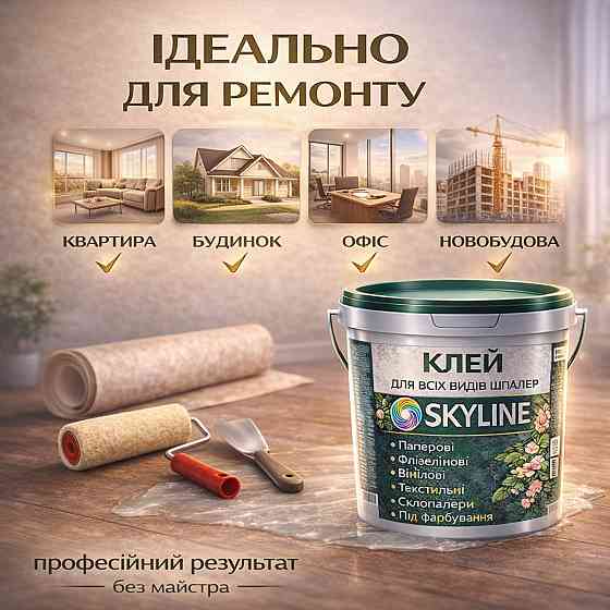 Клей для шпалер 10 кг Skyline універсальний суперміцний, для скловолокна і важких шпалер, готовий Харків