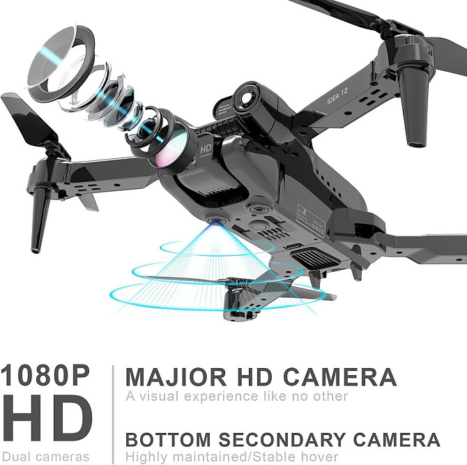 Дрон IDEA12 с 1080P камерой, коптер 360° с избеганием помех, FPV, складной квадрокоптер с сумкой le- Киев - изображение 3