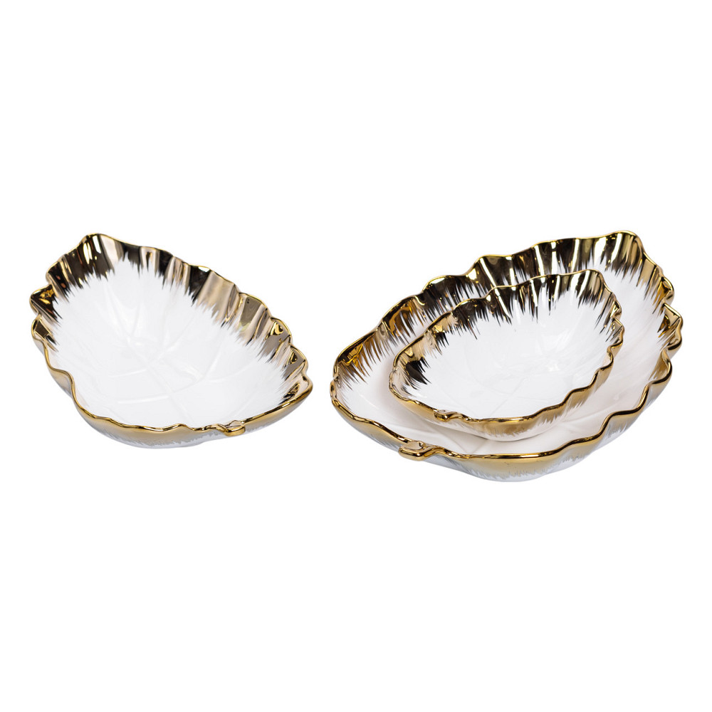 Yiwu Набір порцелянових страв для сервірування столу 3 (шт) у формі листа Золотистий HP-26-10 Киев - изображение 4
