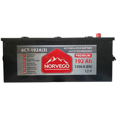 Акумулятор автомобільний NORVEGO ВЕСТА Premium 192A +лів (3) (1350 пуск) Вінниця - фото 1