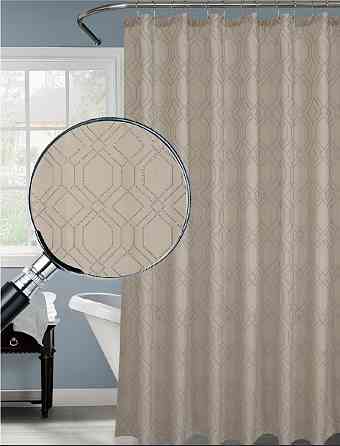 Штора для ванной и душа 180x180 см водоотталкивающая,шторка с принтом для ванной и душевой с крючками,бежевая Каменец-Подольский