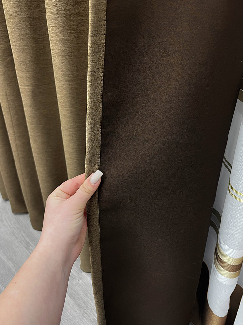 Комплект штор VR-Textil блэкаут Eclipse 100х270 2шт и Тюль 400х270 1795ш-1579т Миндальный с молочным 71-162/2 Киев - изображение 5