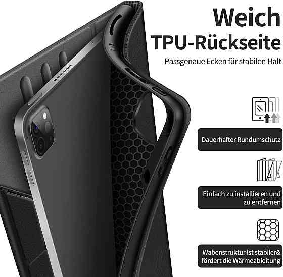 Фирменный защитный чехол HOLIMET для Apple iPad Pro 12.9 2022/2021/2020/2018 (6th/5th/4th/3rd Generation) Black Днепр