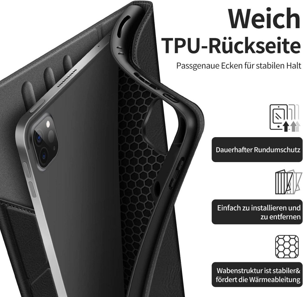 Фирменный защитный чехол HOLIMET для Apple iPad Pro 12.9 2022/2021/2020/2018 (6th/5th/4th/3rd Generation) Black Днепр - изображение 3