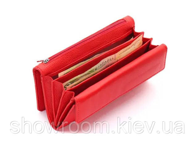 Жіночий шкіряний зручний гаманець (2022) червоний Київ - фото 4