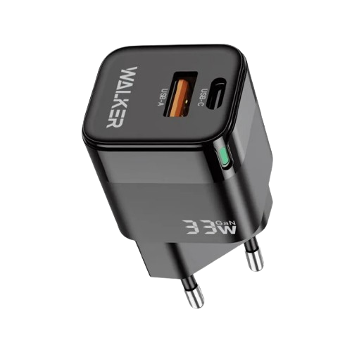Зарядний пристрій мережевий USB/Type-C QC+PD 33W чорний WALKER WH-43 Житомир - фото 1