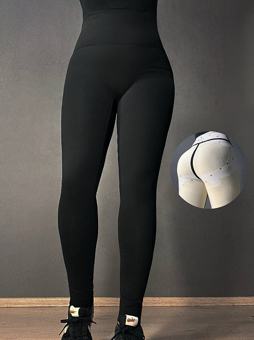 Лосини жіночі Ластівка 750-751 широкий пояс з пуш ап утеплені на хутрі чорні, чорний, M Київ - фото 1