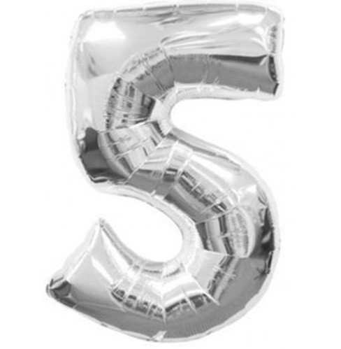 Шарик цифра 5 фольгированная 32 дюйма серебристый Киев - изображение 2