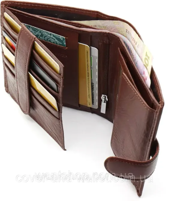 Кошелек мужской кожаный под много карточек вертикальный ST Leather Коричневый Киев - изображение 7