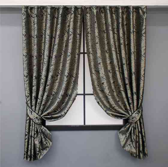 Комплект кооротких штор VR-Textil Жаккард Magic № 1611ш Графитовый с бежевый 145х170 см 2 шт (35-0245) Киев