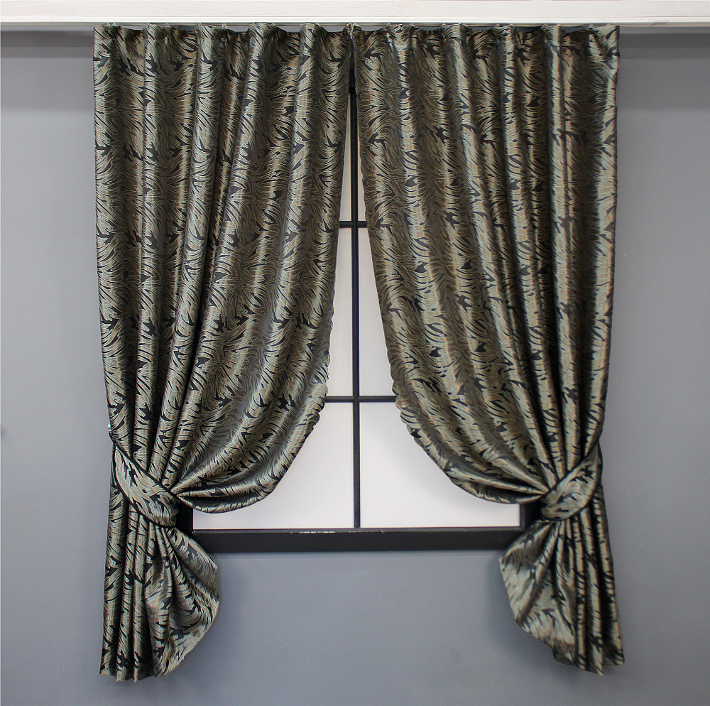 Комплект кооротких штор VR-Textil Жаккард Magic № 1611ш Графитовый с бежевый 145х170 см 2 шт (35-0245) Киев - изображение 1