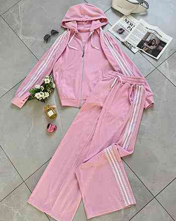 Жіночий стильний прогулянковий велюровий костюм, двойка Рожевий, 52/54 Одеса