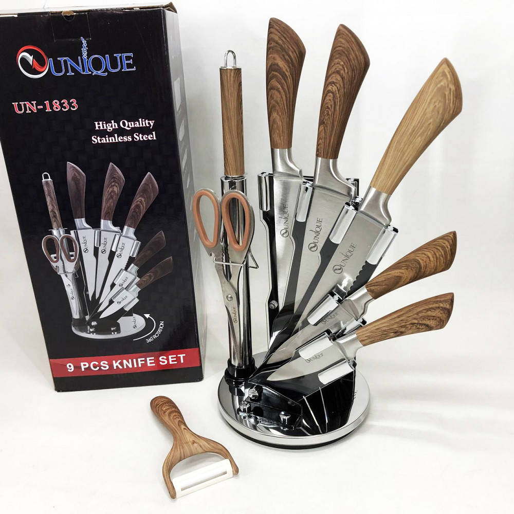 Професиональный кухонный набор ножей UNIQUE, Набор металлических ножей, Качественные ножи для дома QB-89 Львов - изображение 6