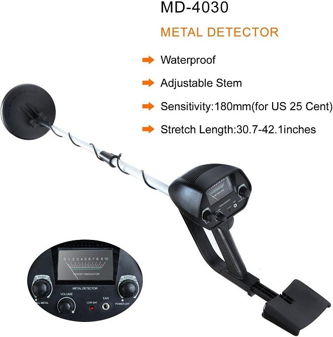 Металлоискатель высокочувствительный Resteq MD-4030 для поиска металлов до 115см (Черный) Киев - изображение 6