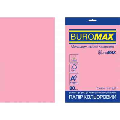 Папір Buromax А4, 80g, PASTEL pink, 50sh, EUROMAX (BM.2721320E-10) Вінниця