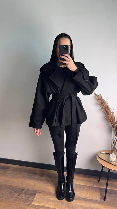 Жіночий стильний тренч-пальто з пальтової тканини без підкладки турецький кашемір Одеса - фото 9