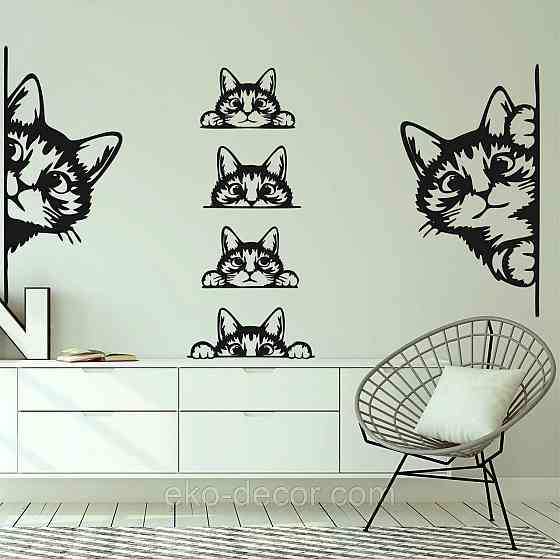 Декоративное настенное 3D Панно «Кот» Декор на стену с объемом (цена за 1 шт) 110*70 см, Черный Киев