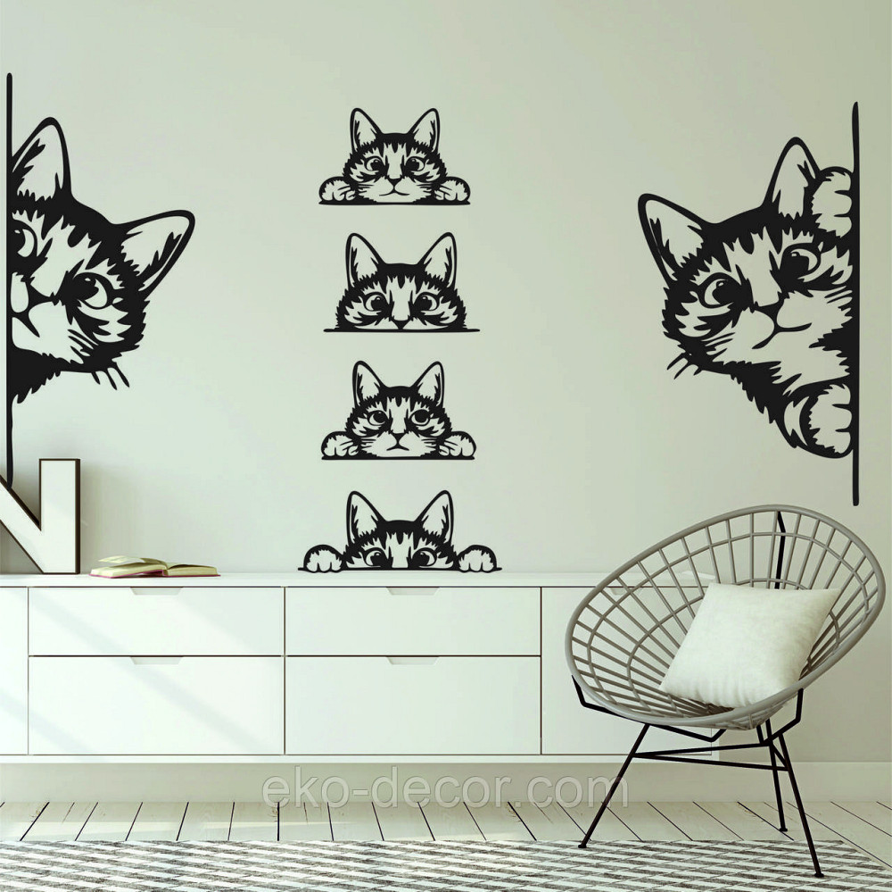 Декоративное настенное 3D Панно «Кот» Декор на стену с объемом (цена за 1 шт) 110*70 см, Черный Киев - изображение 5