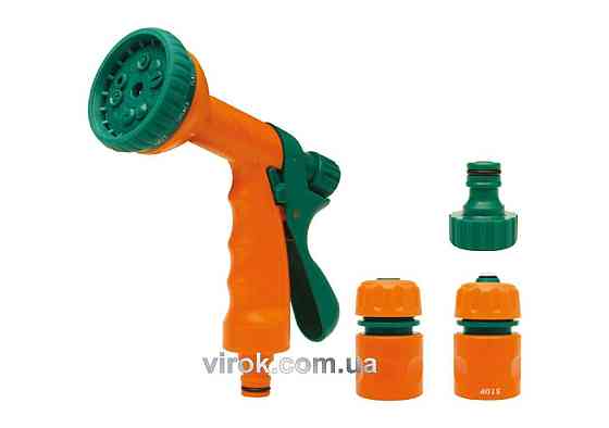 Зрошувач-пістолет 10-режимний FLO з набором з'єднань 1/2", ABS-пластик, 4 шт [12/48] Одеса