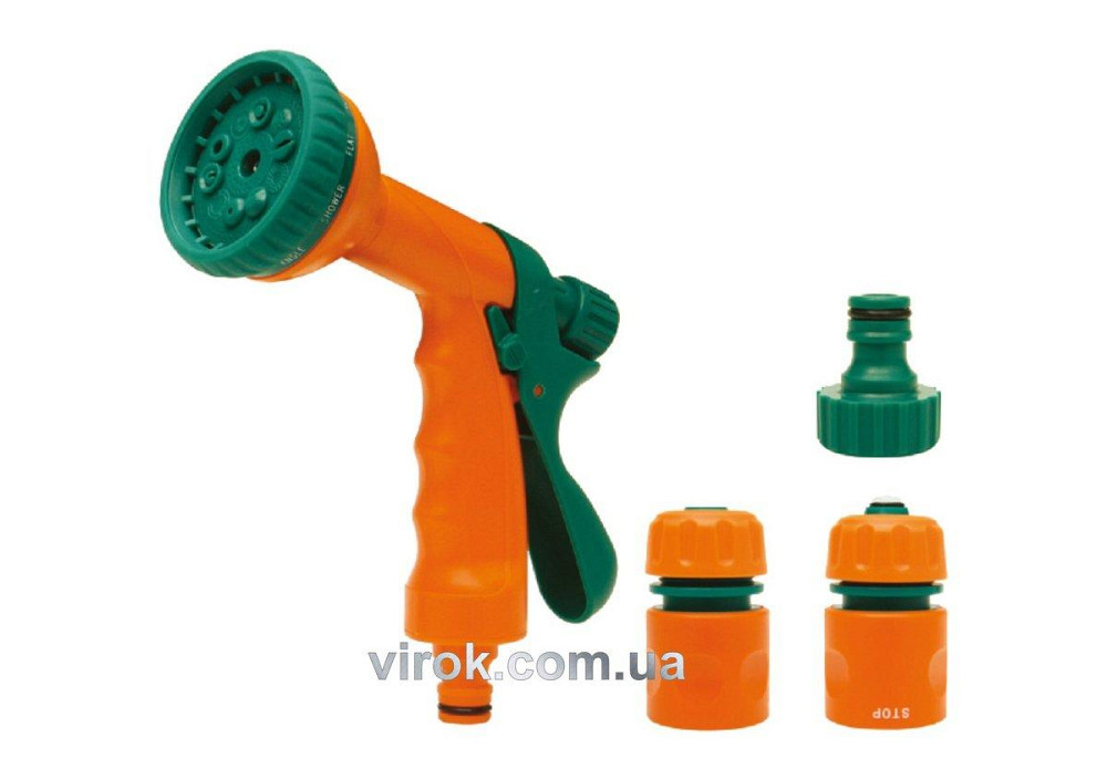 Зрошувач-пістолет 10-режимний FLO з набором з'єднань 1/2", ABS-пластик, 4 шт [12/48] Одеса - фото 1