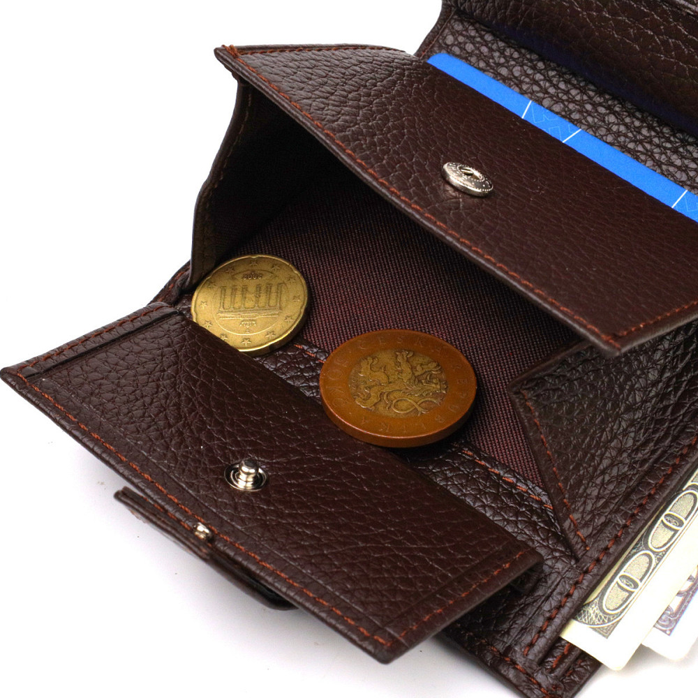 Универсальный мужской бумажник из натуральной зернистой кожи CANPELLINI 21744 Коричневый Киев - изображение 8