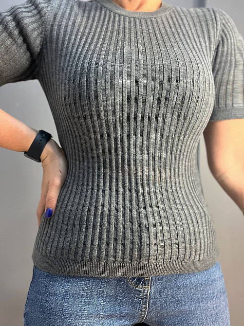 Реглан женский KARON 10624 ажурная вязкая полоса лапша короткий полупрозрачный рукав one size, серый, one size Киев - изображение 4