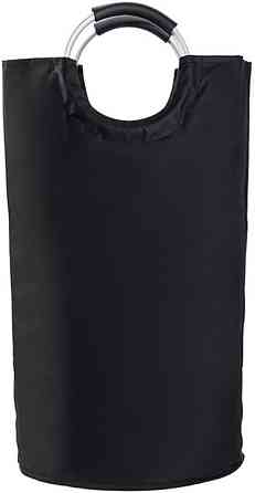 Кошик для білизни у ванну кімнату, органайзер для прання та зберігання речей, складаний, з алюмінієвими ручками, чорний Кам'янець-Подільський