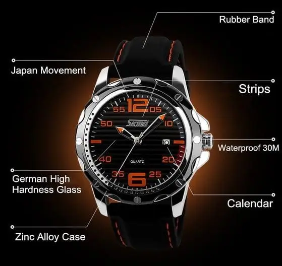 Мужские наручные часы Skmei Robby Steel 0992S (Черный) Винница