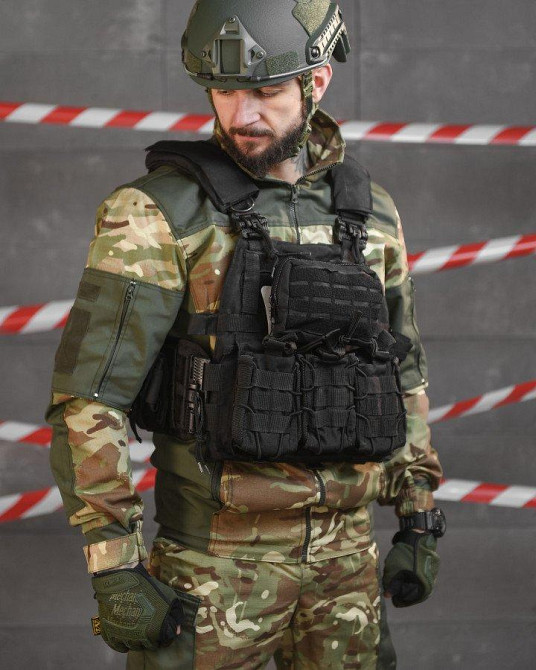 Тактическая плитоноска с четырьмя  точками быстрого сброса  Asdag  black  ВТ6796 Одесса - изображение 1