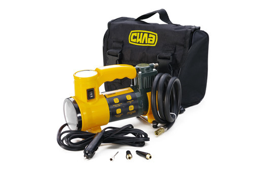 Компрессор автомобильный однопоршневой (37л/мин 7Атм 12А) встроенный фонарь СИЛА Киев - изображение 1