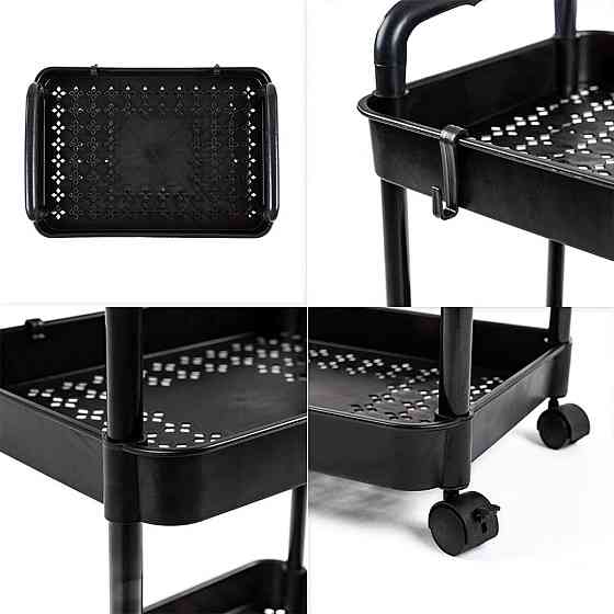 Етажерка мобільна чотириярусна універсальна пластикова 41х25х101см Чорна SW-00002108 Київ