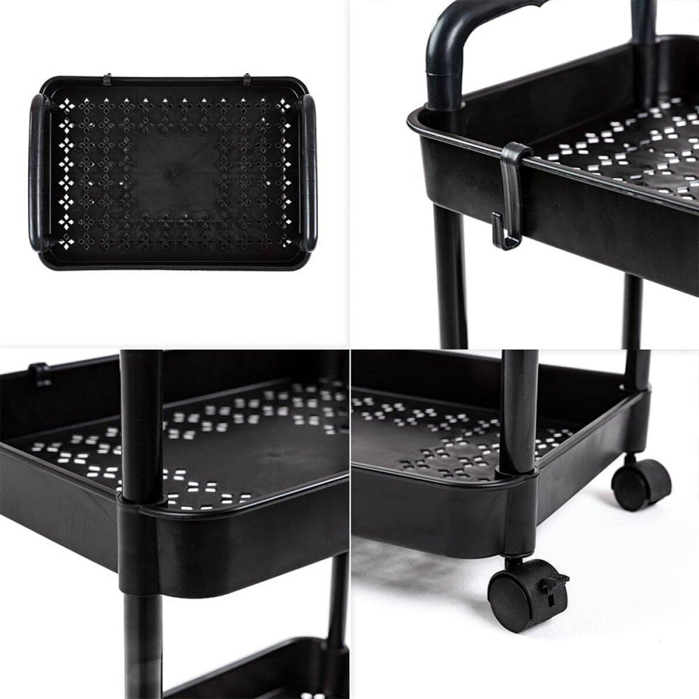 Етажерка мобільна чотириярусна універсальна пластикова 41х25х101см Чорна SW-00002108 Київ - фото 5