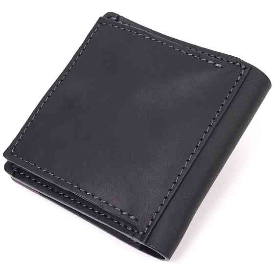 Шкіряний чоловічий гаманець з монетницею Чорний (GRANDE PELLE) Київ