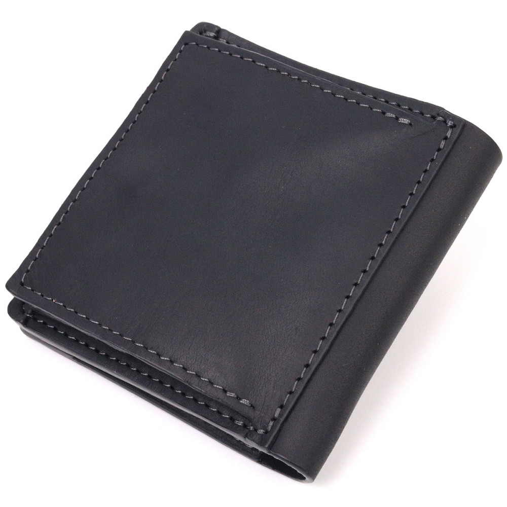 Шкіряний чоловічий гаманець з монетницею Чорний (GRANDE PELLE) Київ - фото 6