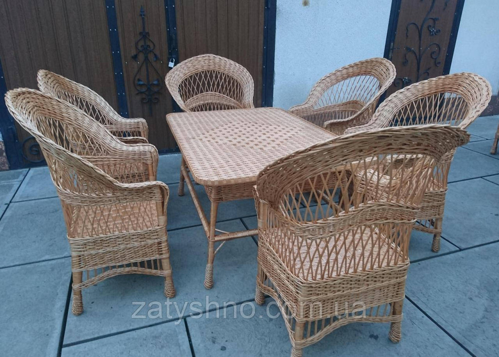 Мебель плетеная на шестерых с большим   столом из лозы Киев - изображение 4