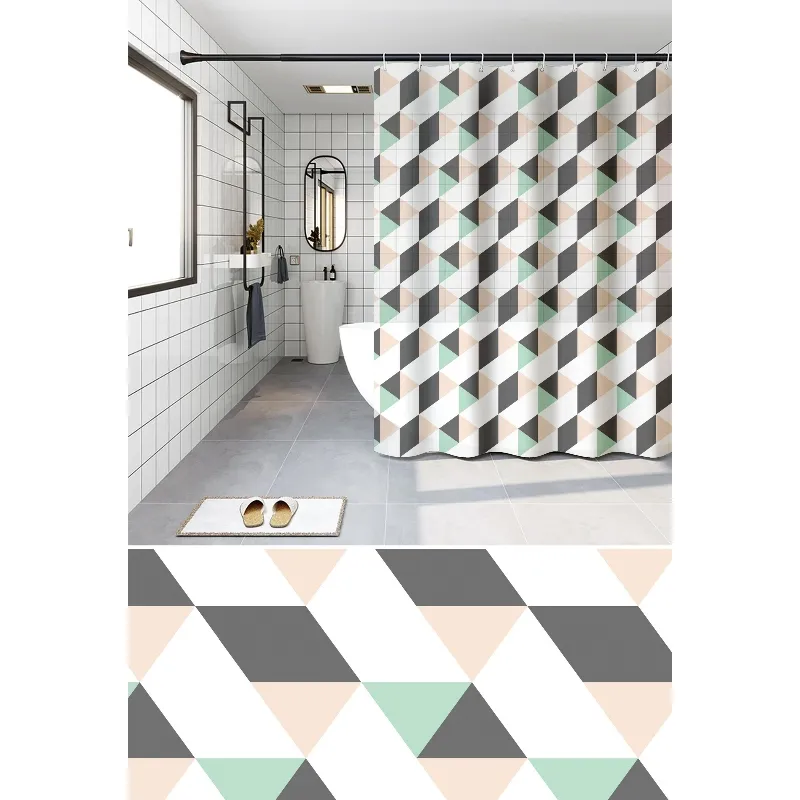 Шторка для ванной Zerix SCP-007-180x200 из PEVA (полиэтиленвинилацетата) длинная (Узор 