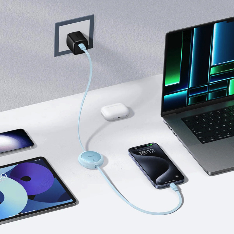 Кабель Baseus Free2Pull Mini Charging Cable USB-C to USB-C 60W 1m Galaxy Blue Київ - фото 7