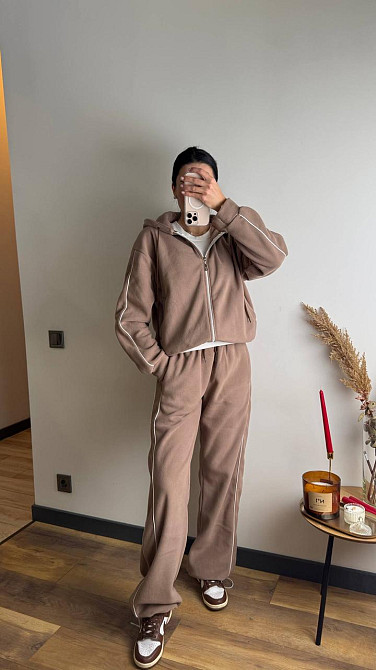 Женский теплый костюм двойка с кантом двухсторонний флис Мокко, 42/44 Одесса - изображение 6