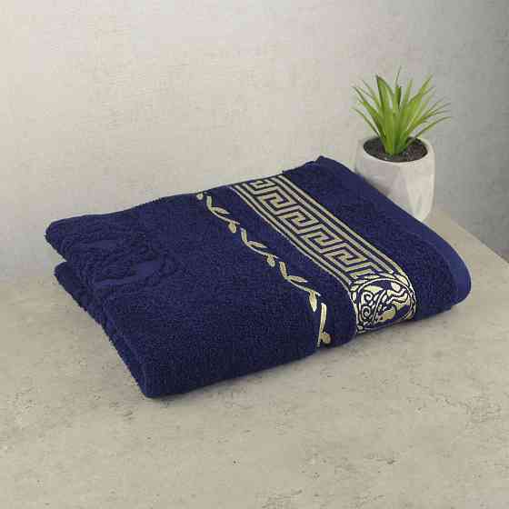 Комплект махровых полотенец 3шт GM Textile 50х90см, 50х90см, 70х140см Caesar 450г/м2 (Темно-Синий) Сумы