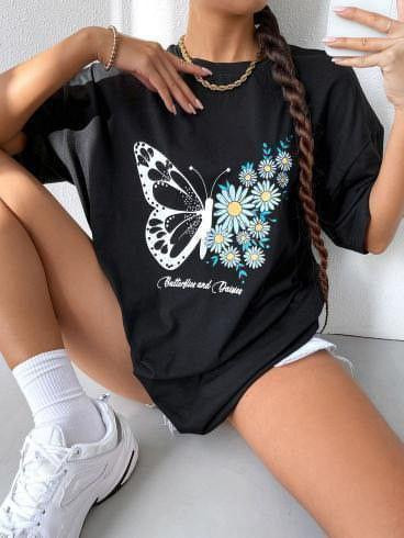 Футболка женская с принтом  46 Черная 2664084181 Днепр - изображение 1